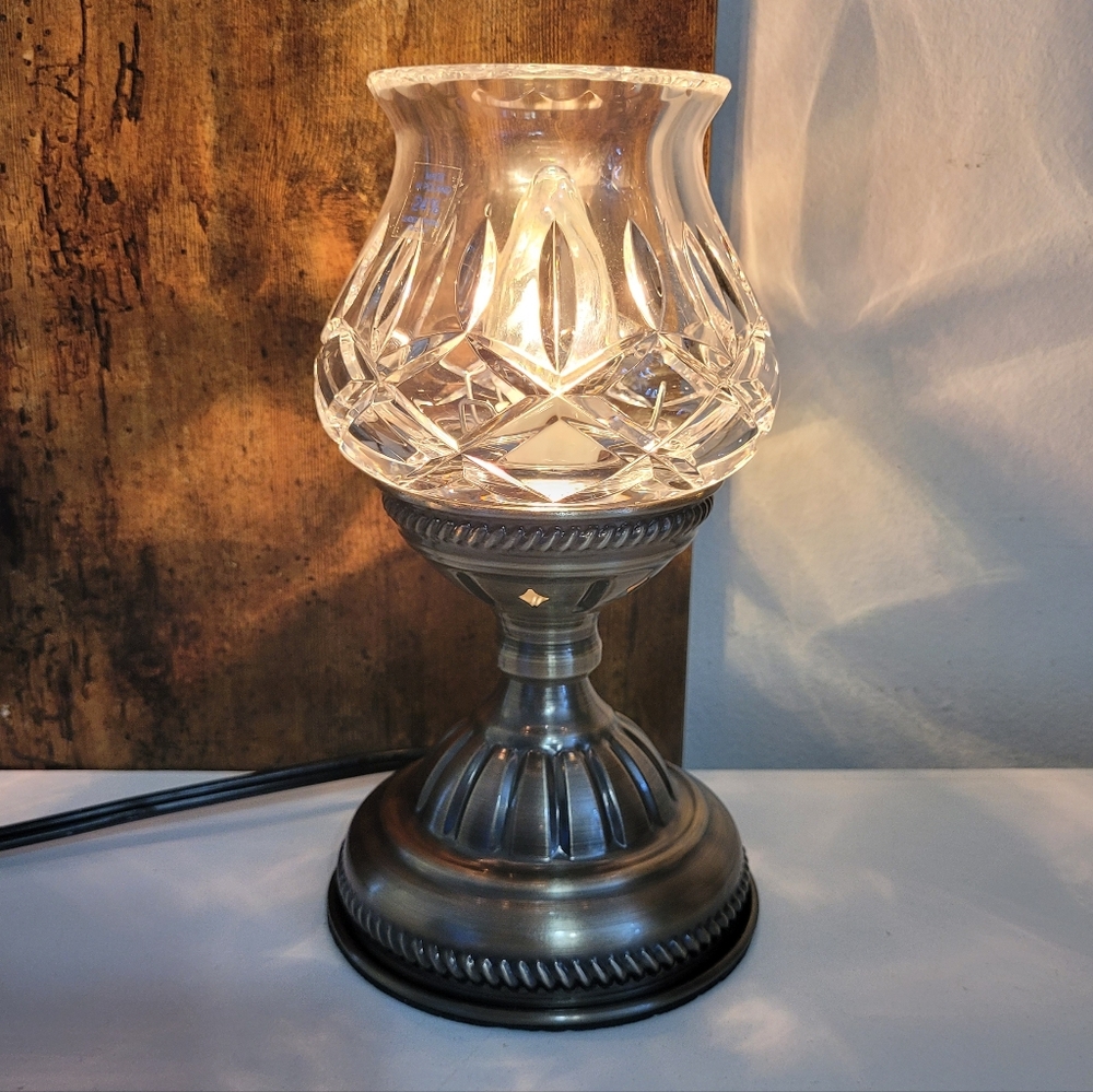 Crystal Glass and Metal Accent Lamp - Clear and Silver
